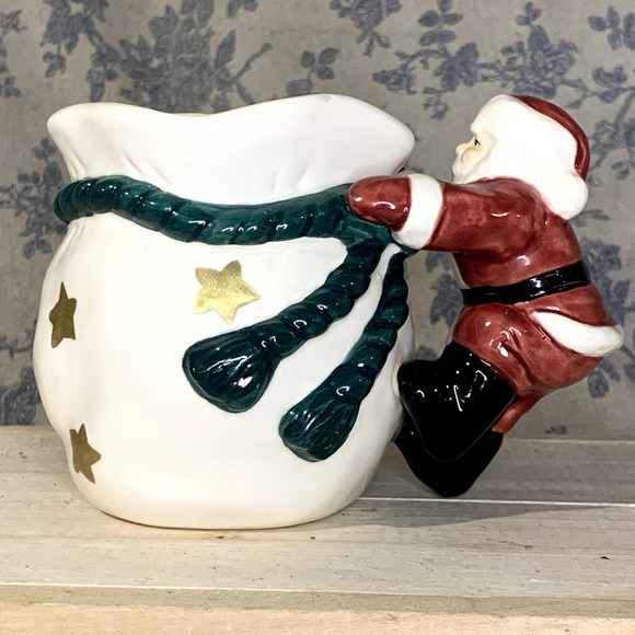 Vintage Hand-Painted R. H. Macy & Co Santa Sack Christmas Mug - Picture 1 of 7